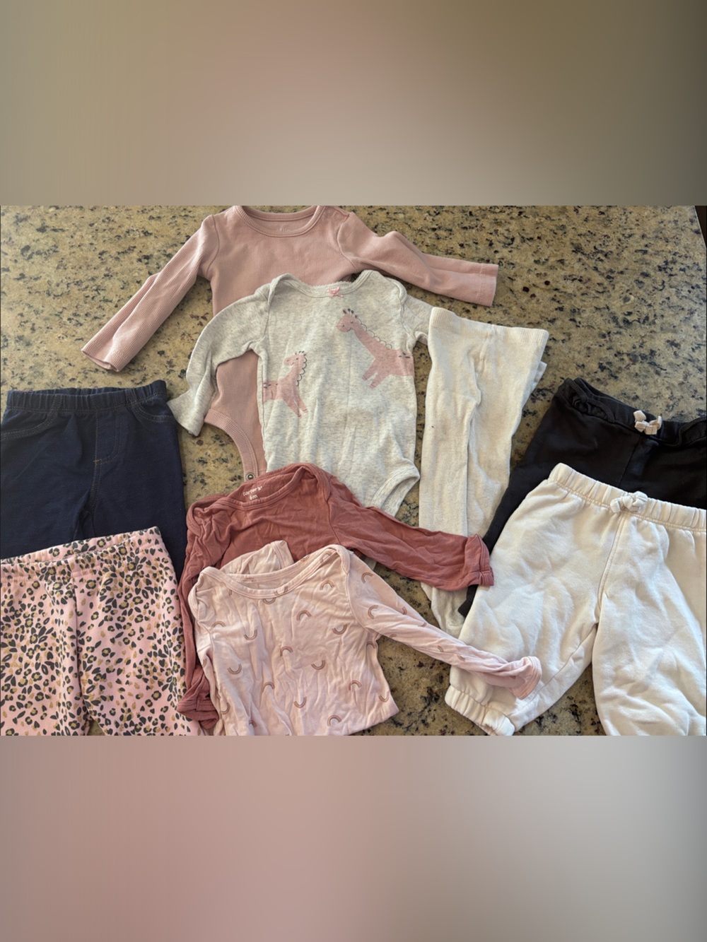 Carter's Girls' Long-Sleeve Tops & Pants lot - Pink, Mauve & Cream 6 months Fall